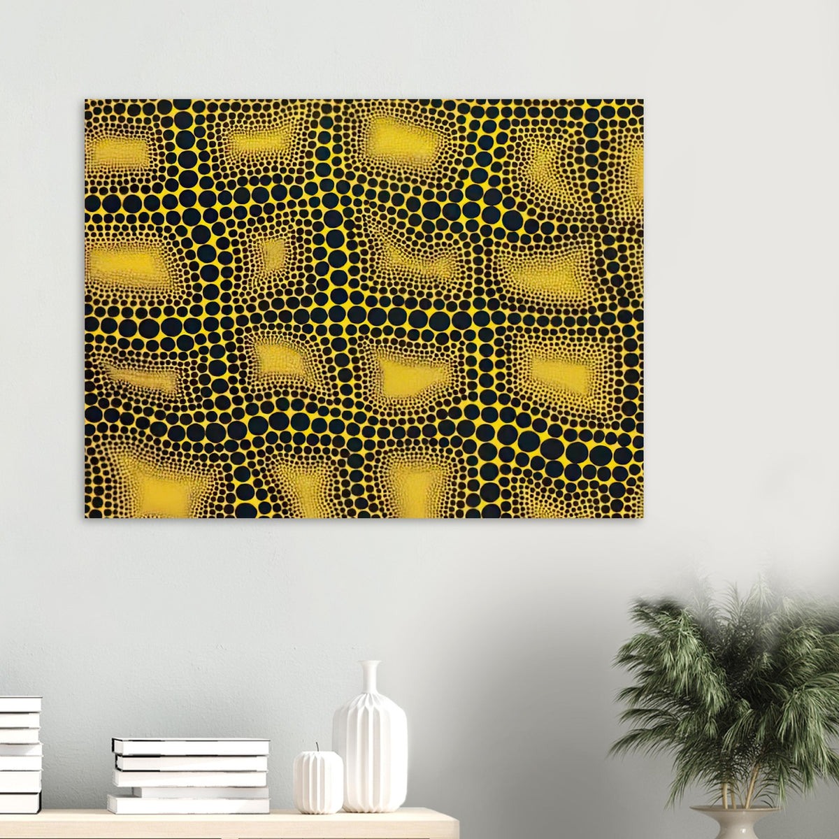 Yayoi Kusama poster — Town introduces a built environment into Kusama’s range of natural and domestic subjects