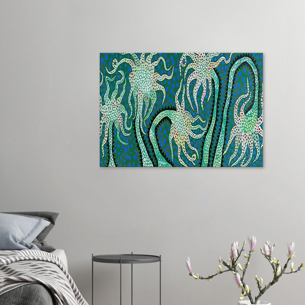 Yayoi Kusama canvas print — Night Flowers (B) explores the mystery of blossoms after dark