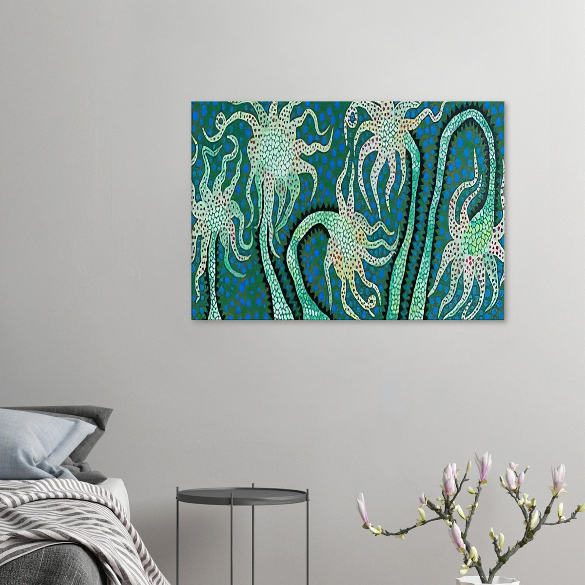 Yayoi Kusama canvas print — Night Flowers (B) explores the mystery of blossoms after dark