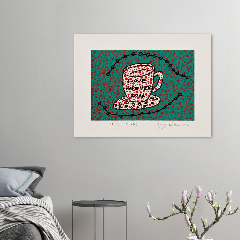 Yayoi Kusama poster — Morning Is Here (D) joins a series of compact 2004 prints in which the beginning of the day becomes a subject for personal symbols and tightly controlled graphic