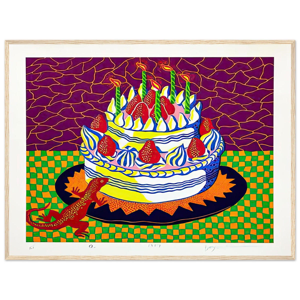Yayoi Kusama framed print — Night introduces a quieter, open-ended atmosphere into a body of work often associated with highly charged repetition, wood frame, 60x80 cm / 24x32″