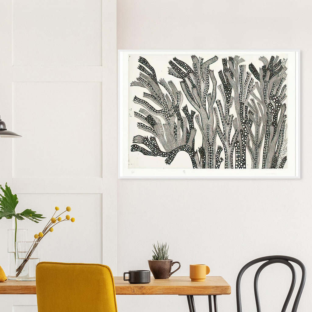 Yayoi Kusama framed print of Spring — spring suggests the renewal of the natural world through a seasonal title rather than a single isolated object