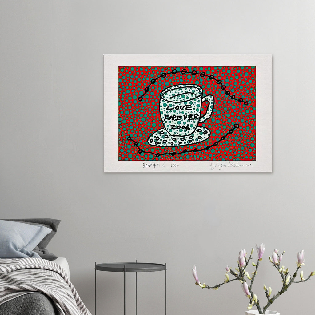 Yayoi Kusama canvas print — Morning Is Here (C) joins a series of compact 2004 prints in which the beginning of the day becomes a subject for personal symbols and tightly controlled graphic