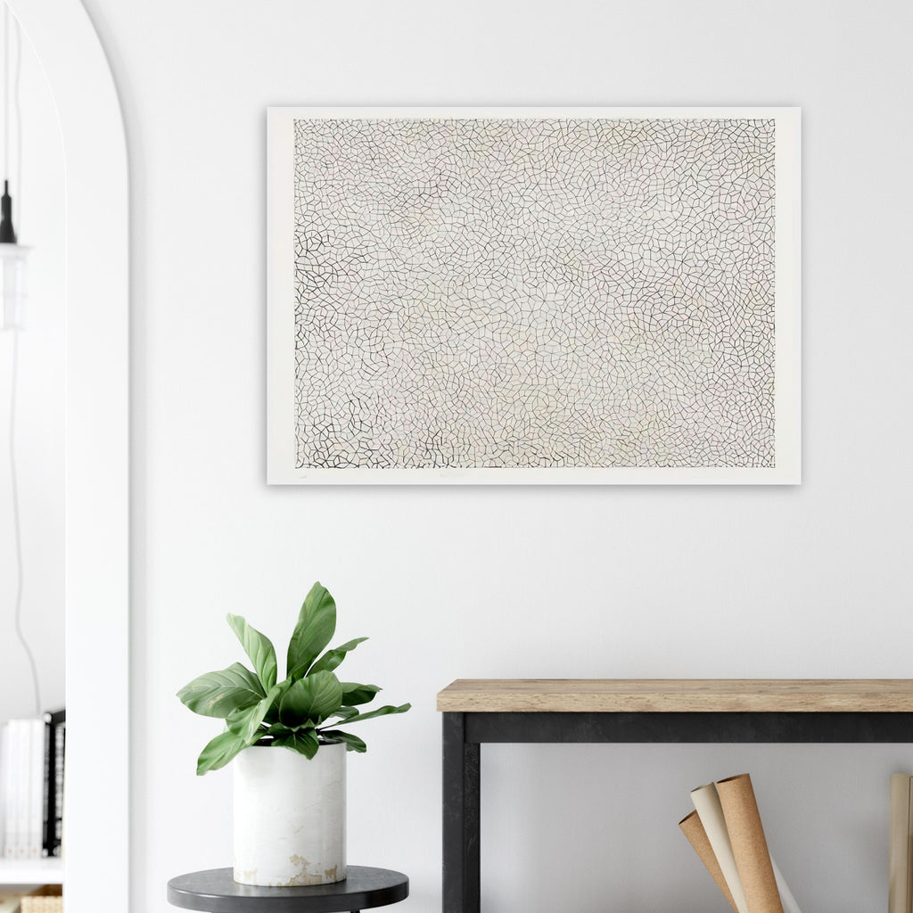 Yayoi Kusama framed print — Infinity Nets (Image 3) explores Kusama’s Infinity Net as a field built from countless repeated marks