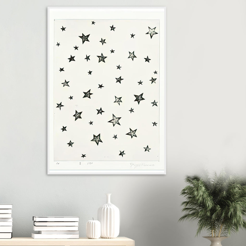 Yayoi Kusama framed print — The sky at night can be read as an immeasurable collection of points of light