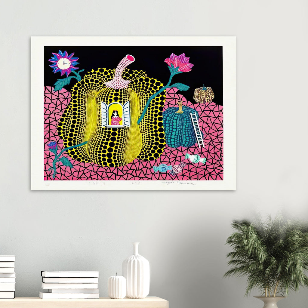 Yayoi Kusama poster — Hello (Image 1) is presented here as a poster based on Yayoi Kusama’s artwork