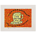 Yayoi Kusama poster — Morning Is Here (E) joins a series of compact 2004 prints in which the beginning of the day becomes a subject for personal symbols and tightly controlled graphic, 15x20 cm / 6x8″