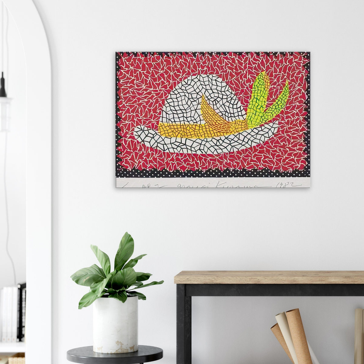 Yayoi Kusama canvas print — Hat (4) turns an everyday hat into a subject for playful observation