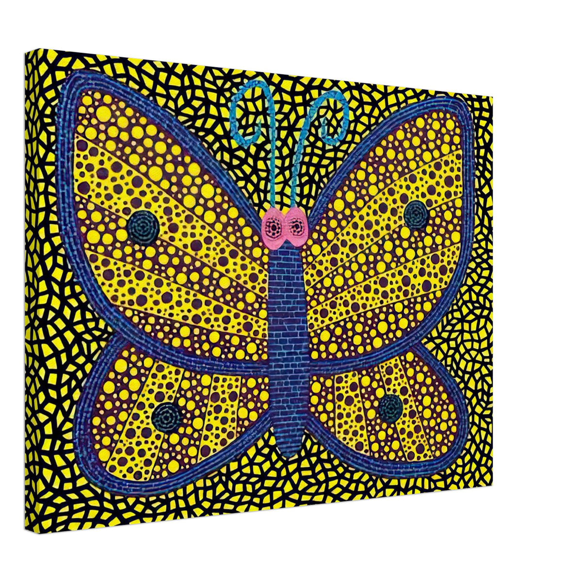 Yayoi Kusama canvas print — Papillon I from Amour pour Toujours explores the butterfly as a symbol of delicacy and transformation, 45x60 cm / 18x24″