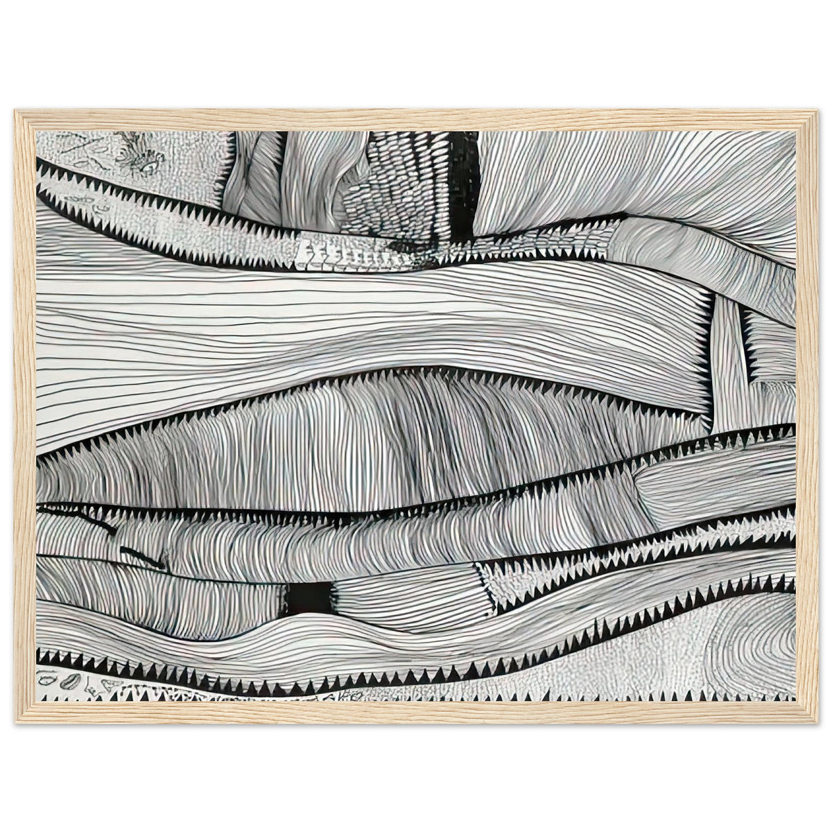Yayoi Kusama framed print — Waves at Daybreak depicts the sea through the evocative meeting of moving water and the first light of morning, wood frame, 30x40 cm / 12x16″