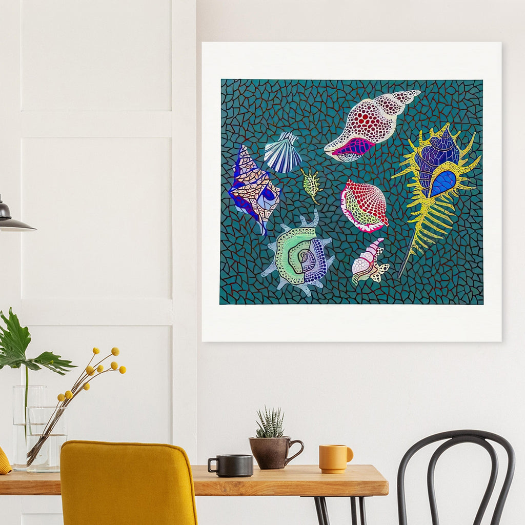 Yayoi Kusama poster — Shellfish poster by Yayoi Kusama explores shellfish forms as an intimate marine still-life subject