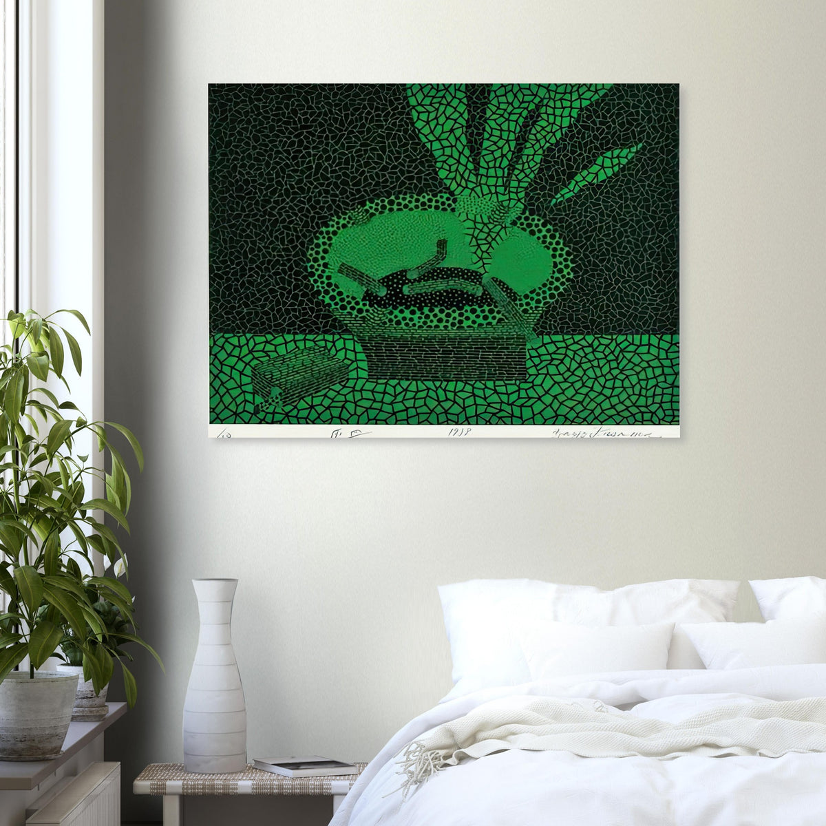 Yayoi Kusama poster — The familiar outline of an ashtray becomes unexpectedly compelling in this early Kusama still-life subject