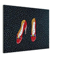 Yayoi Kusama canvas print — Shoes (2) turns a footwear object into an image about shape, balance and individuality, 45x60 cm / 18x24″