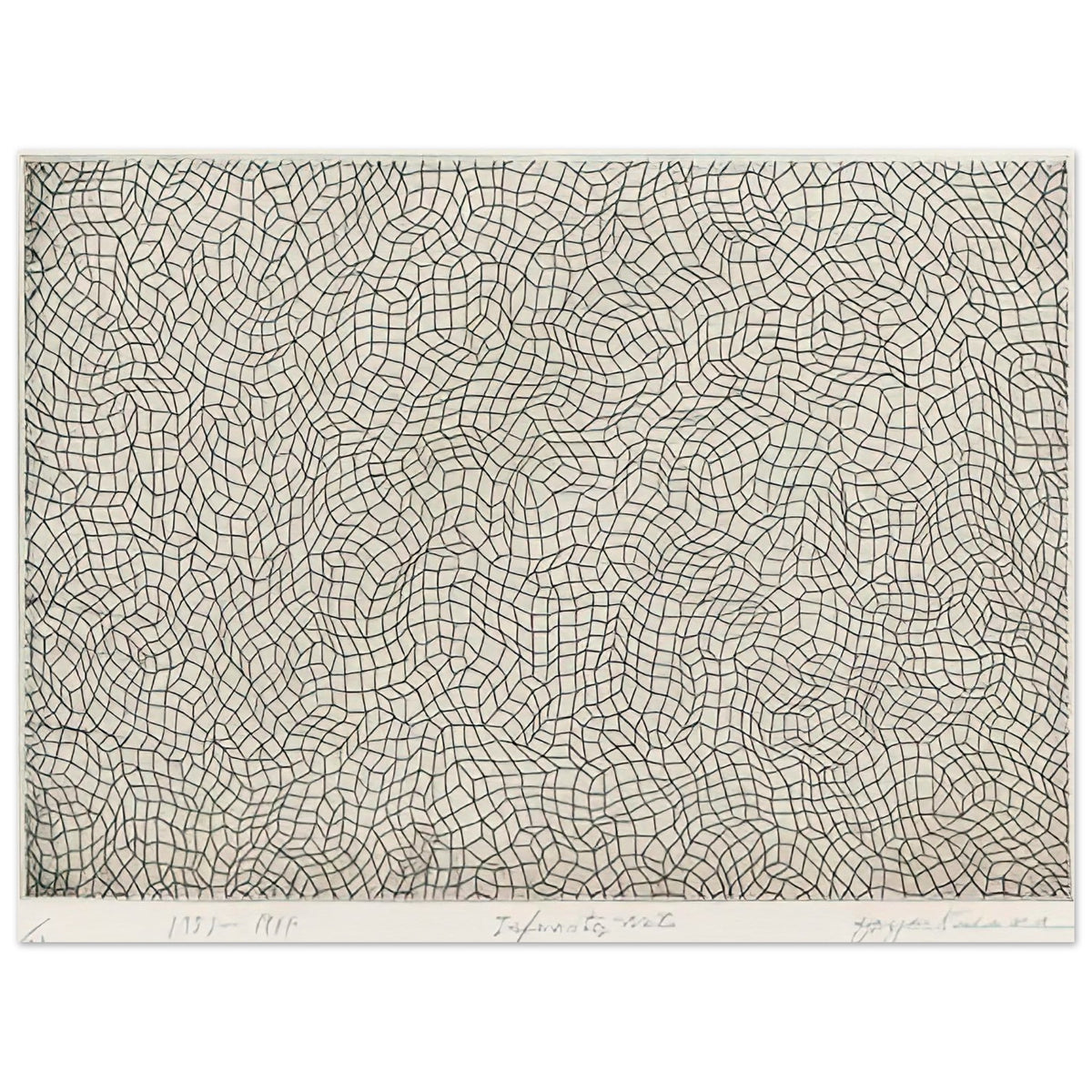 Yayoi Kusama poster — Infinity Nets [Kusama 51] explores Kusama’s Infinity Net as a field built from countless repeated marks, 15x20 cm / 6x8″