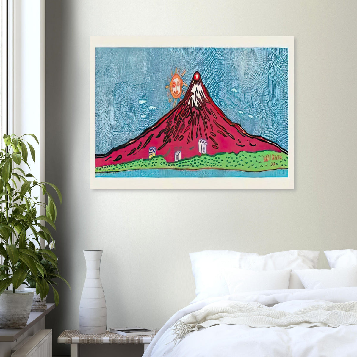 Yayoi Kusama poster — Mt. Fuji in Seven Colours: Mt. Fuji I Love is Kusama’s red interpretation of the celebrated Japanese mountain. The emphatic