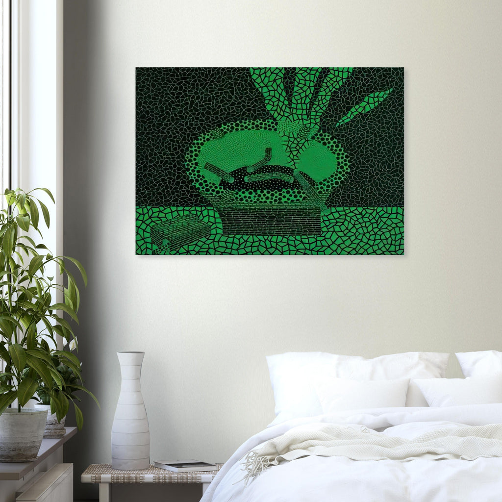 Yayoi Kusama canvas print — The familiar outline of an ashtray becomes unexpectedly compelling in this early Kusama still-life subject
