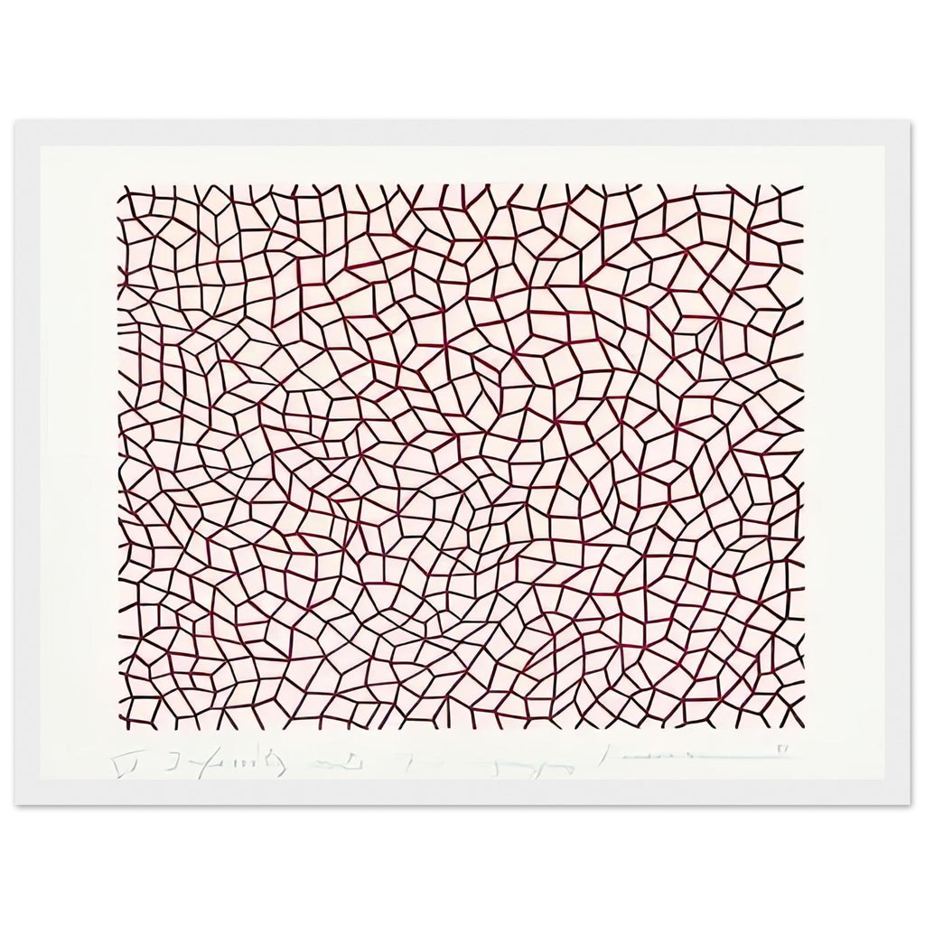 Yayoi Kusama framed print — Infinity Nets (1958) [Kusama 14] explores Kusama’s Infinity Net as a field built from countless repeated marks, white frame, 30x40 cm / 12x16″