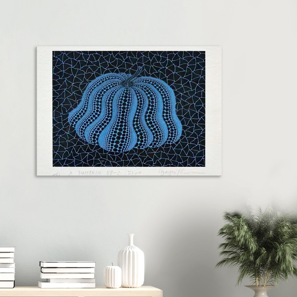 Yayoi Kusama canvas print — Pumpkin (BB-C) [Kusama 330] revisits Kusama’s best-known vegetable through the relationship between its distinctive form and repeating ornament
