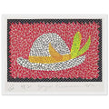 Yayoi Kusama framed print — Hat (4) turns an everyday hat into a subject for playful observation, white frame, 30x40 cm / 12x16″