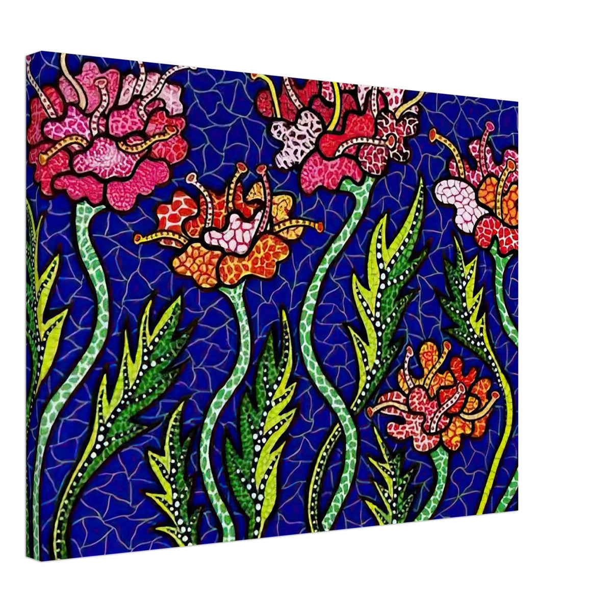 Yayoi Kusama canvas print — Summer Flowers brings a seasonal specificity to Kusama’s botanical imagery, suggesting a moment of warmth and vigorous bloom, 45x60 cm / 18x24″