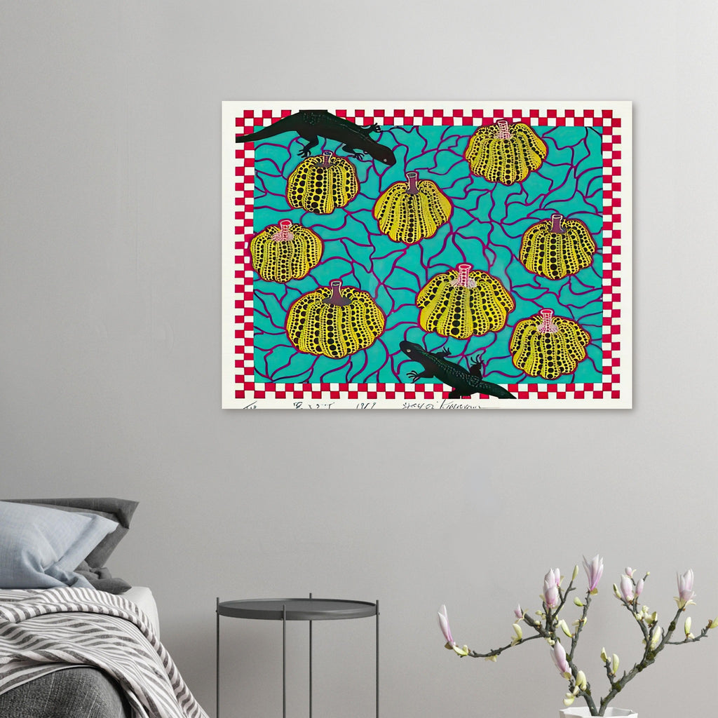 Yayoi Kusama poster — Black Lizards introduces a less familiar animal motif into Kusama’s vocabulary of living creatures and repeating patterns