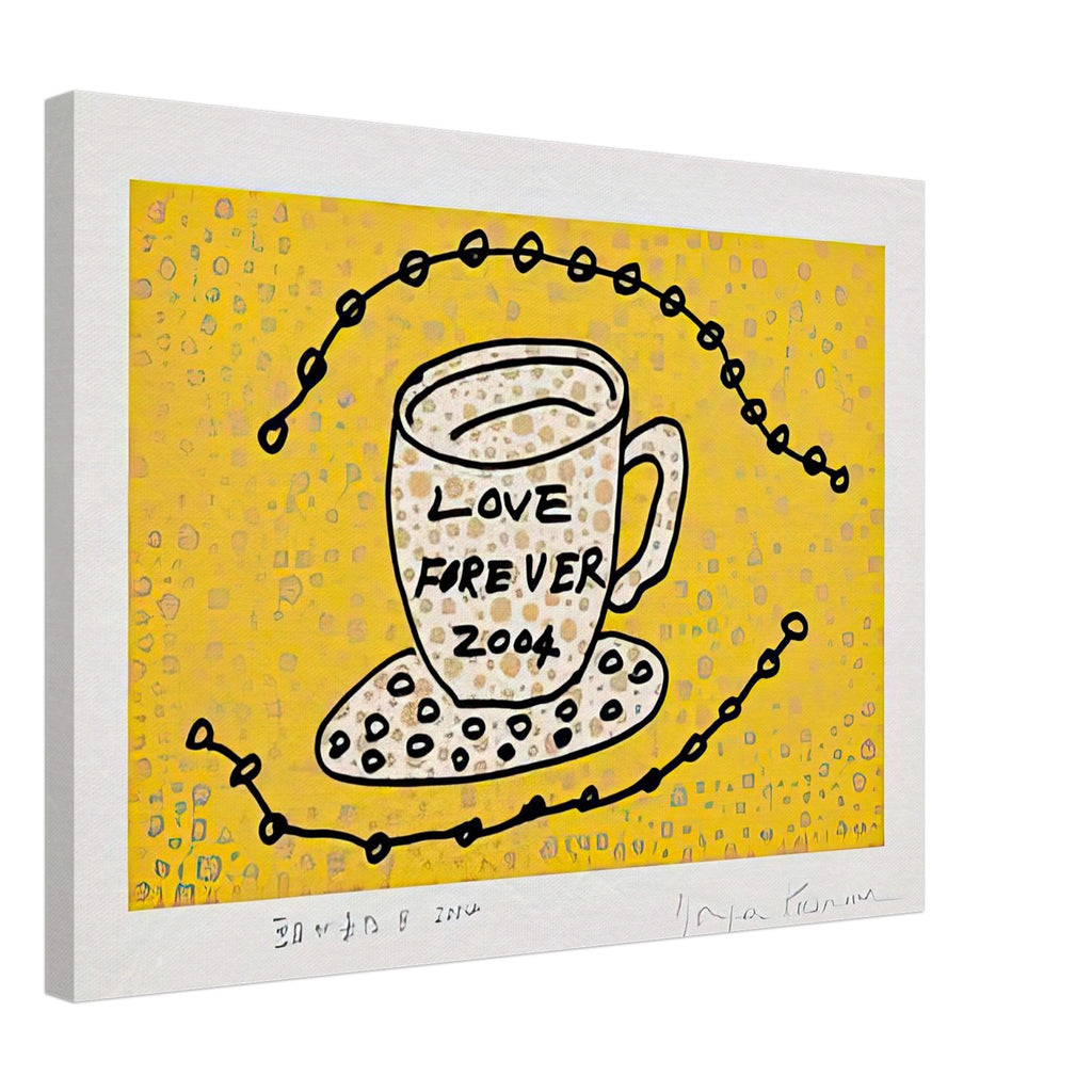 Yayoi Kusama canvas print — Morning Is Here (B) joins a series of compact 2004 prints in which the beginning of the day becomes a subject for personal symbols and tightly controlled graphic, 45x60 cm / 18x24″