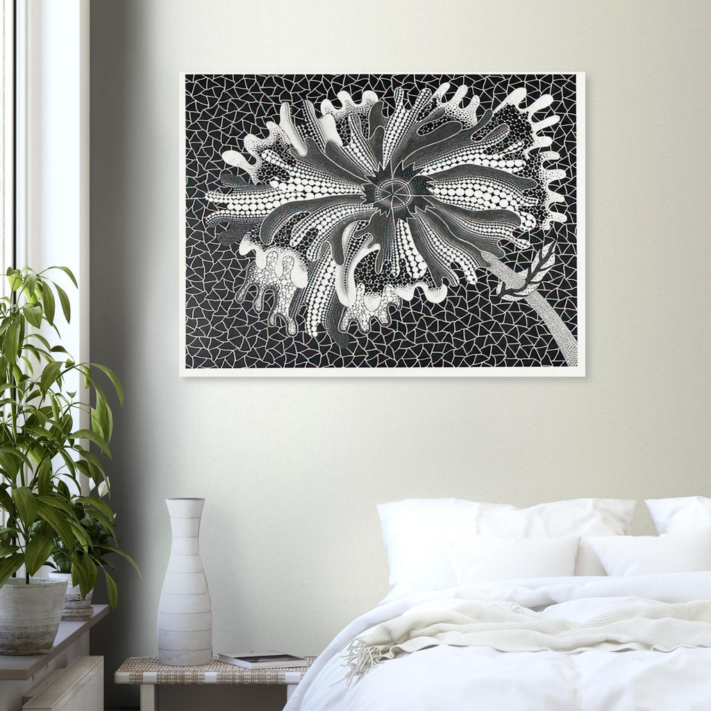 Yayoi Kusama poster — Flower (XL) treats a single flowering motif as a complete visual world