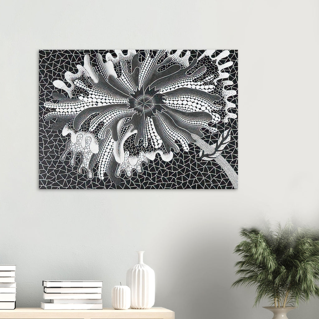 Yayoi Kusama canvas print — Flower (XL) treats a single flowering motif as a complete visual world