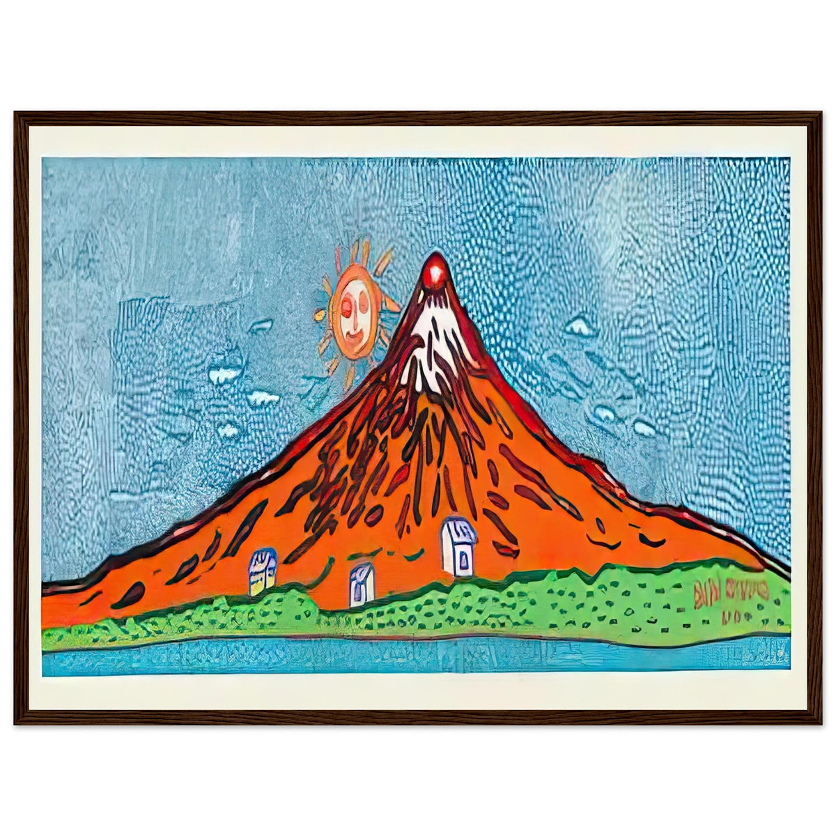 Yayoi Kusama framed print — Mt, dark wood frame, 45x60 cm / 18x24″