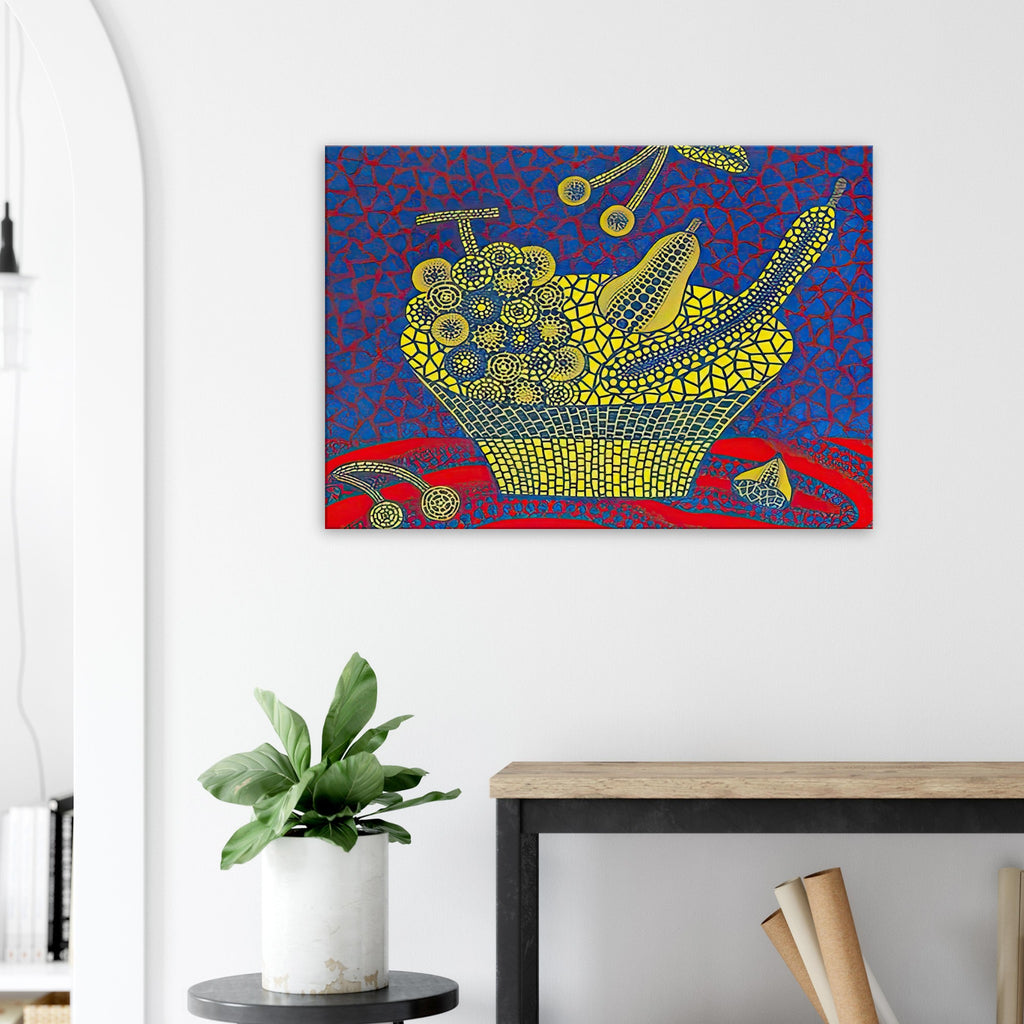 Yayoi Kusama canvas print — Fruit Basket (1) by Yayoi Kusama explores one of the artist’s recurring subjects: the abundance of ordinary fruit