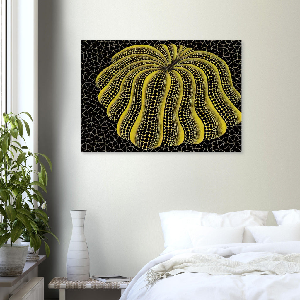 Yayoi Kusama canvas print — Napping Pumpkin gives the artist’s beloved gourd a gently humorous, almost human personality