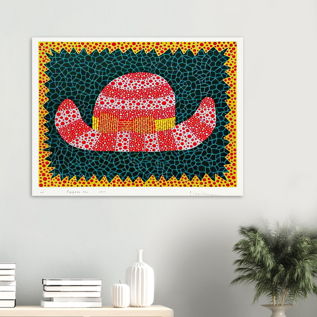 Yayoi Kusama poster — Chapeau I from Amour pour Toujours elevates a simple hat into a decorative, almost theatrical object