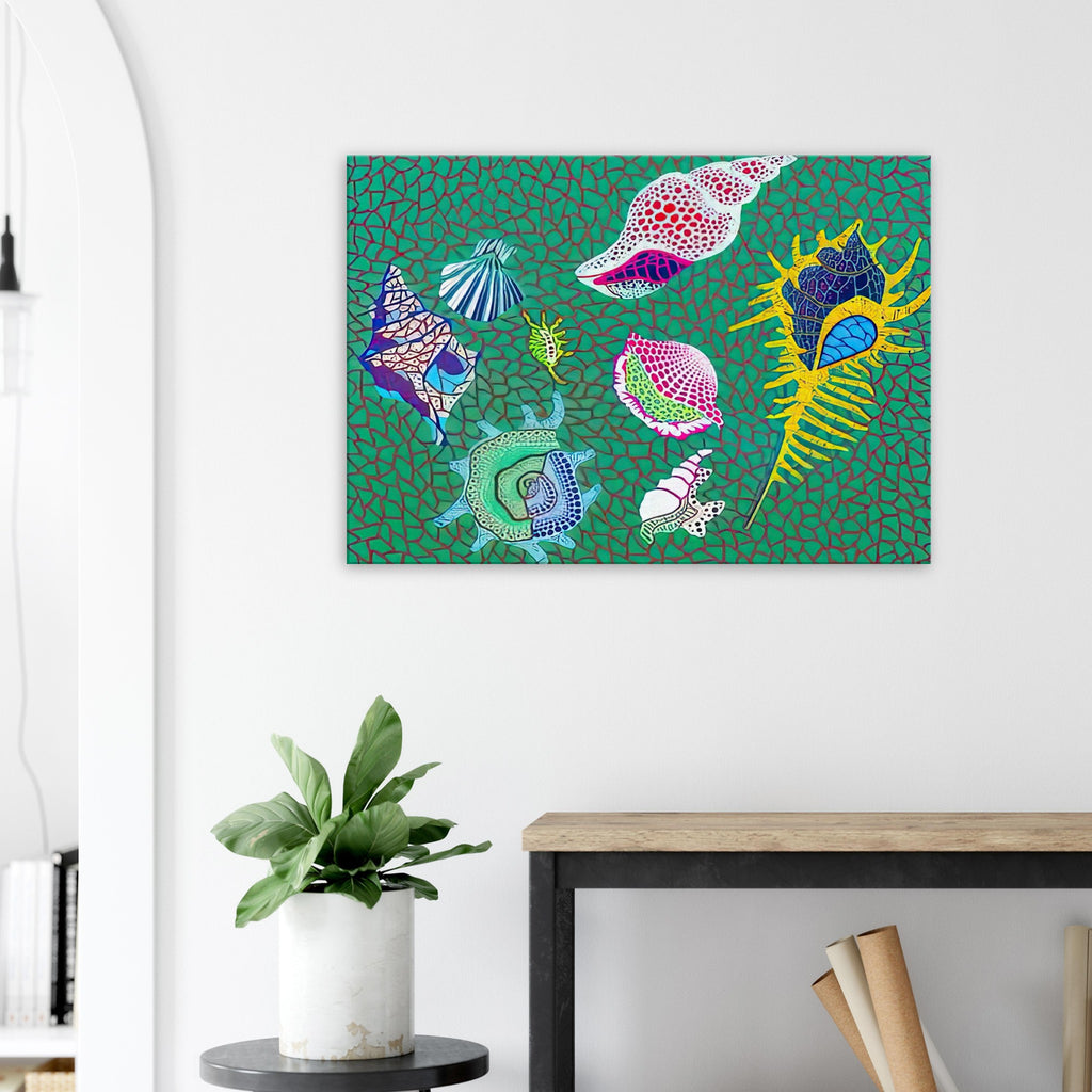 Yayoi Kusama canvas print — Shells draws attention to small natural objects whose curved structures and repeating ridges are already pattern-like