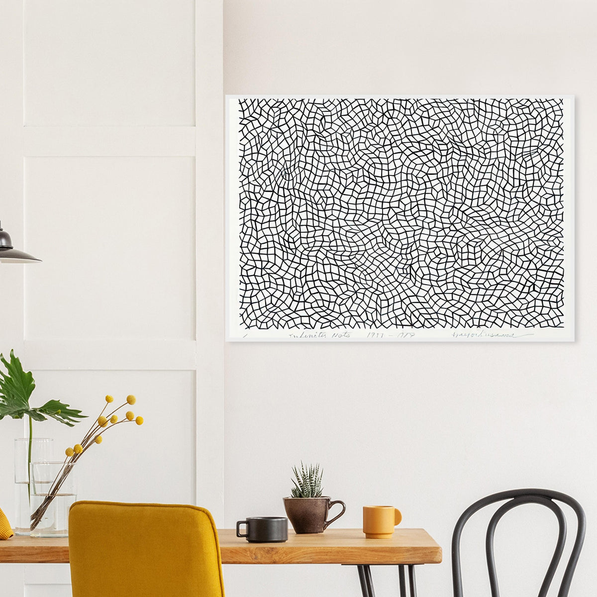 Yayoi Kusama framed print — Infinity Nets [Kusama 48] explores Kusama’s Infinity Net as a field built from countless repeated marks