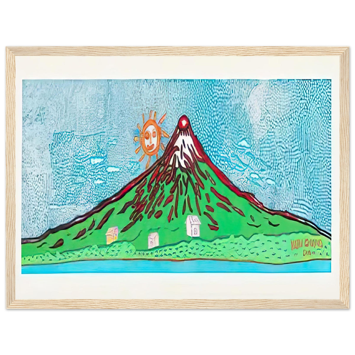 Yayoi Kusama framed print — Mt. Fuji in Seven Colours: All About Mt. Fuji That I Have Loved My Whole Life is, wood frame, 30x40 cm / 12x16″