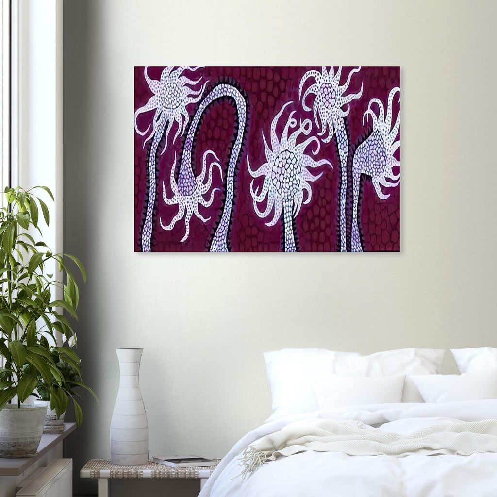 Yayoi Kusama canvas print — Night Flowers (A) explores the mystery of blossoms after dark