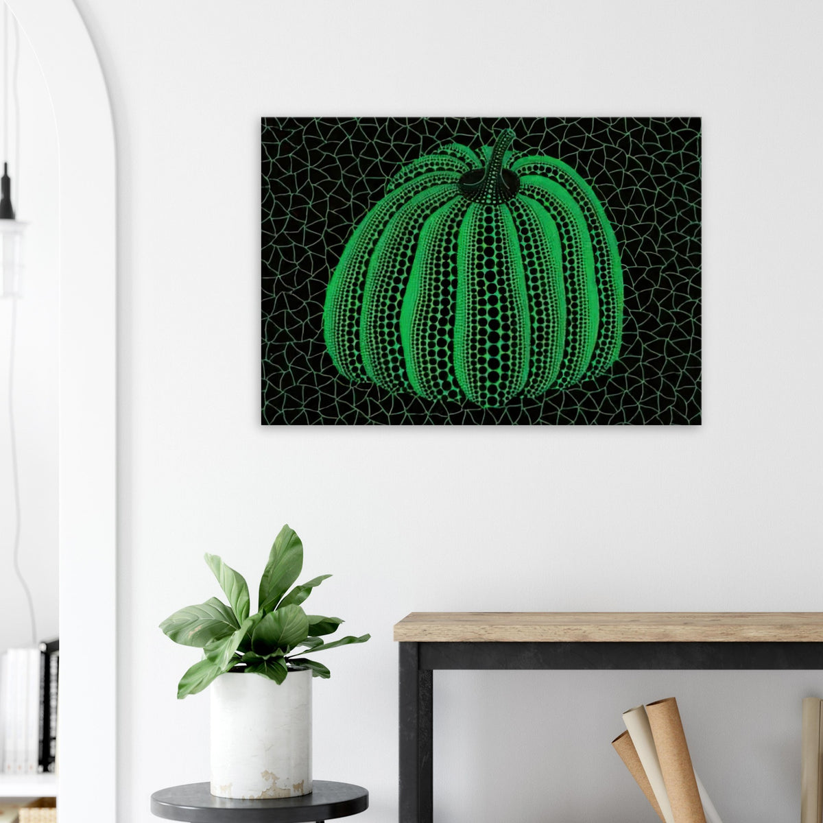 Yayoi Kusama canvas print — Pumpkin (GY) is one precisely named variation on Yayoi Kusama’s iconic pumpkin theme
