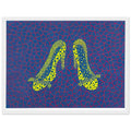 Yayoi Kusama framed print of High Heels (4) — high Heels (4) makes a fashion accessory the protagonist of a Kusama print. The shoe’s recognizable sculptural profile becomes an invitation to think about style, performance and the surprising visual life, white frame, 30x40 cm / 12x16″