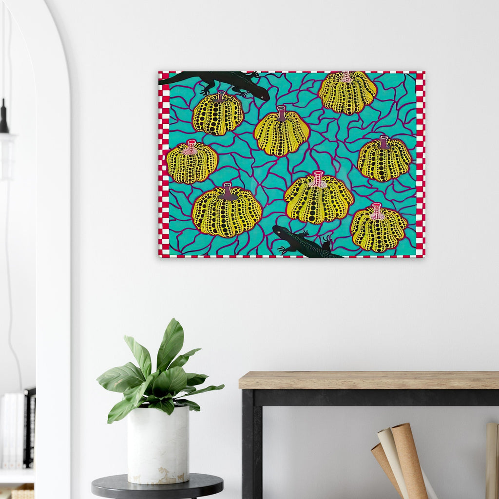 Yayoi Kusama canvas print — Black Lizards introduces a less familiar animal motif into Kusama’s vocabulary of living creatures and repeating patterns