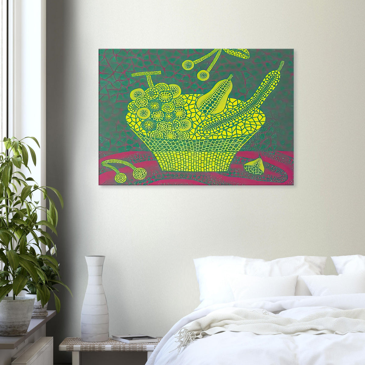 Yayoi Kusama canvas print — Fruit Basket (4) by Yayoi Kusama explores one of the artist’s recurring subjects: the abundance of ordinary fruit