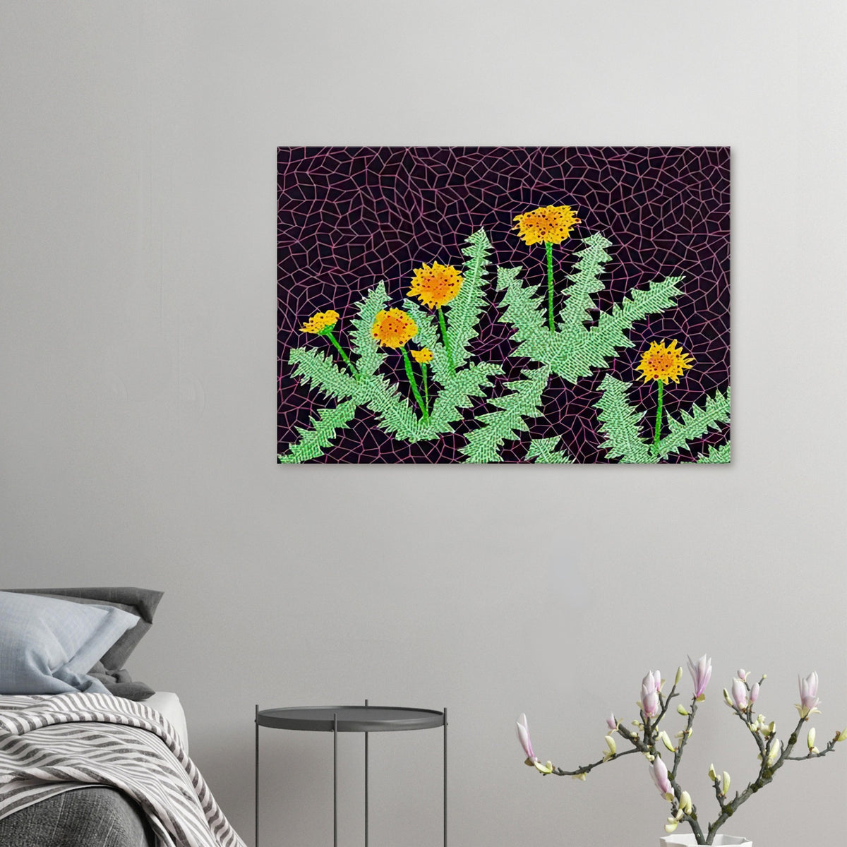 Yayoi Kusama canvas print — Dandelions [Kusama 85] approaches a common meadow flower as a subject worth close observation