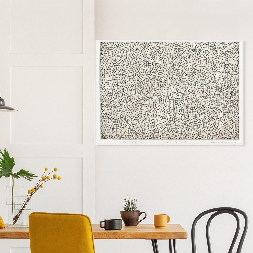 Yayoi Kusama framed print — Infinity Nets [Kusama 51] explores Kusama’s Infinity Net as a field built from countless repeated marks
