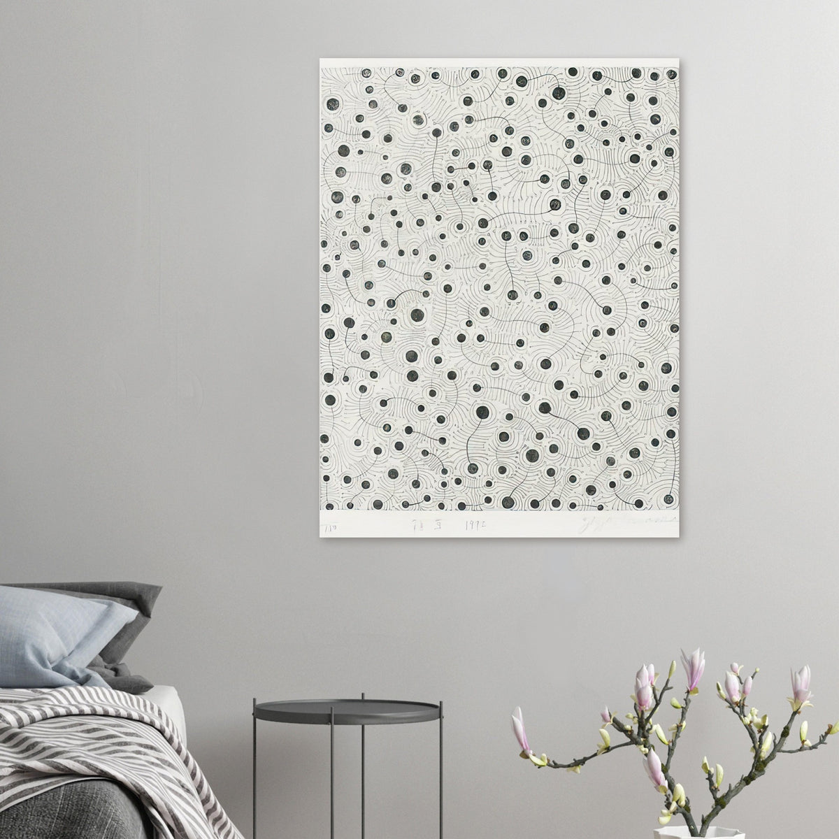 Yayoi Kusama poster — Plants that grow without invitation become the protagonists of Weeds