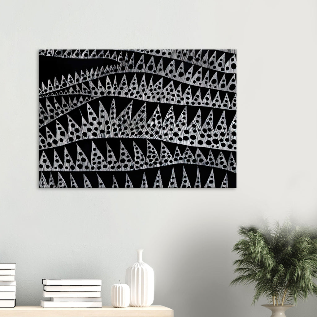 Yayoi Kusama canvas print — Waves (TWXZO) approaches the motion of water as a patterned, repeating event
