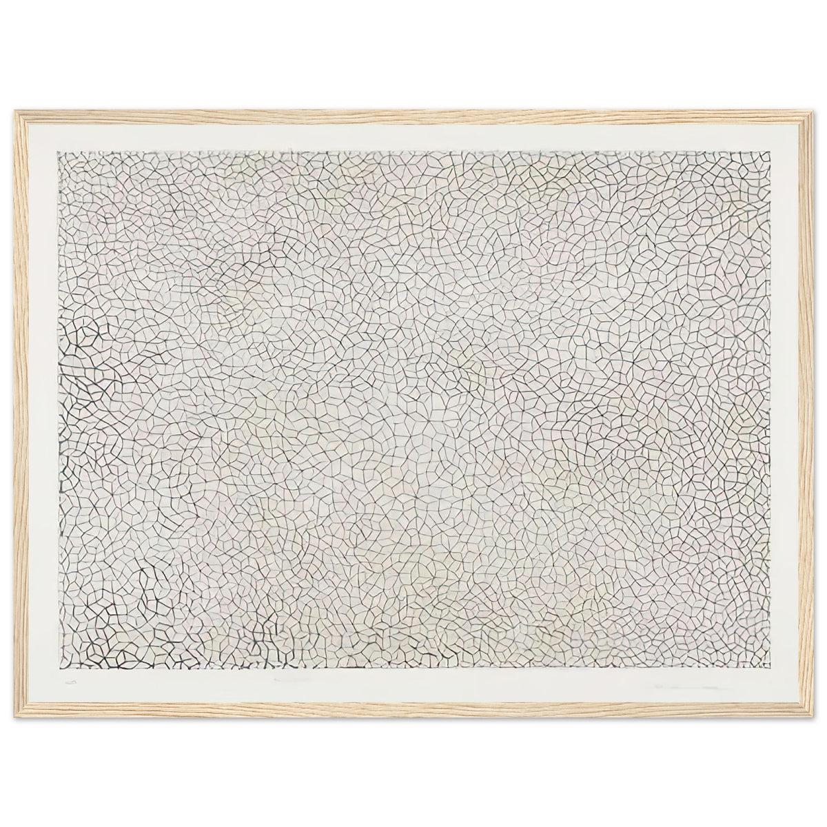 Yayoi Kusama framed print — Infinity Nets (Image 3) explores Kusama’s Infinity Net as a field built from countless repeated marks, wood frame, 45x60 cm / 18x24″