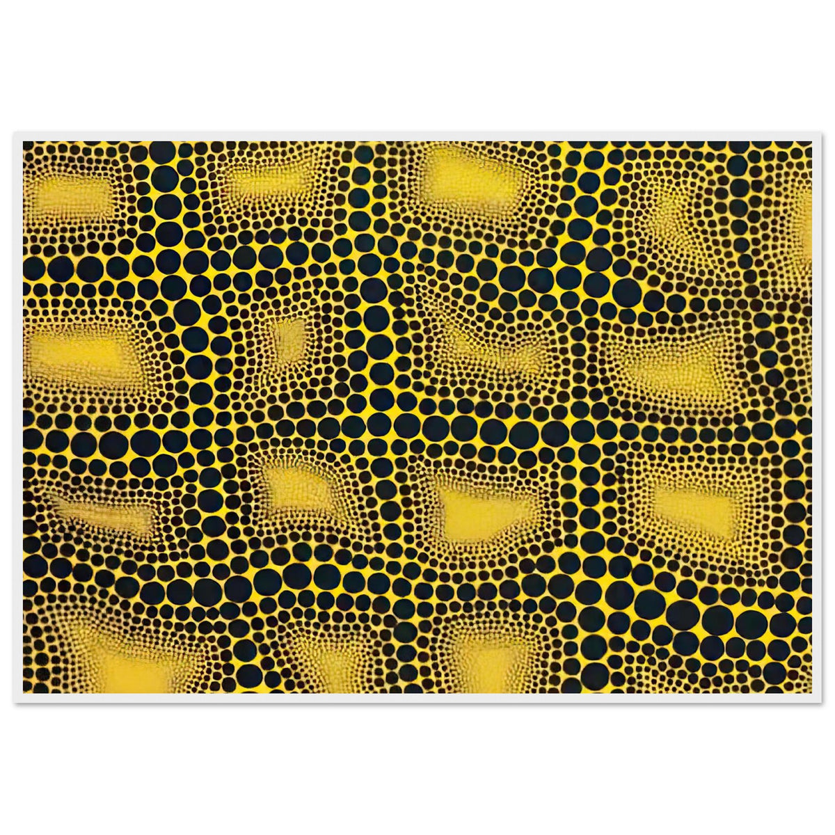Yayoi Kusama framed print — Town introduces a built environment into Kusama’s range of natural and domestic subjects, white frame, 70x100 cm / 28x40″