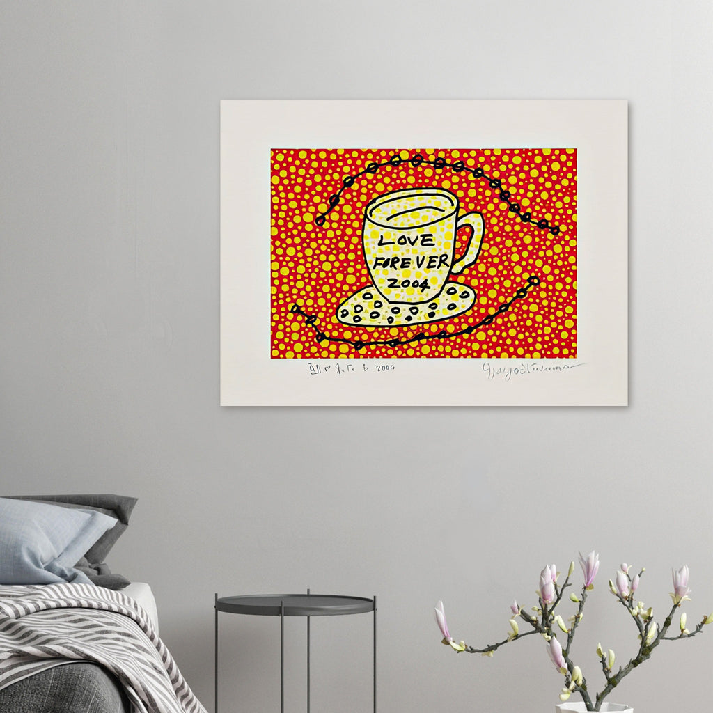 Yayoi Kusama poster — Morning Is Here (E) joins a series of compact 2004 prints in which the beginning of the day becomes a subject for personal symbols and tightly controlled graphic
