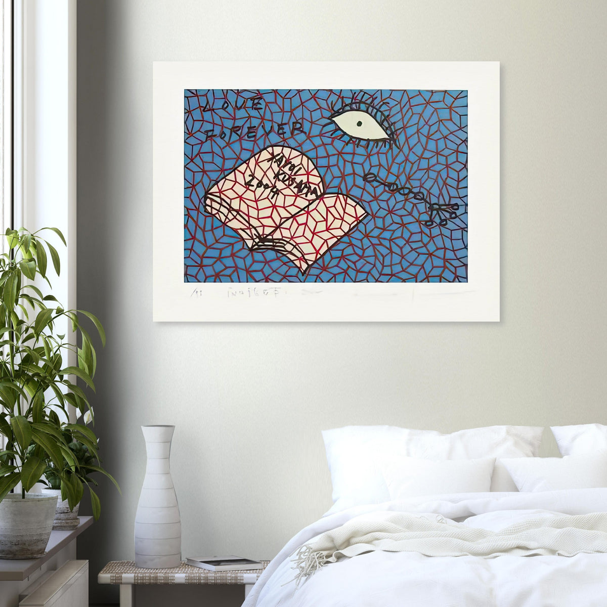 Yayoi Kusama poster — Book to Read at Night E places an illustrated book at the center of a strange, poetic visual world