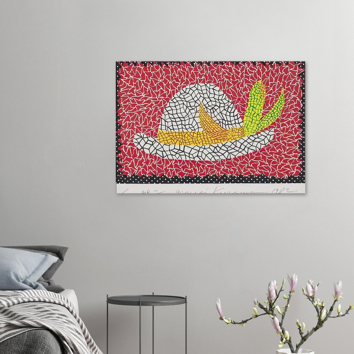 Yayoi Kusama canvas print — Hat (4) turns an everyday hat into a subject for playful observation
