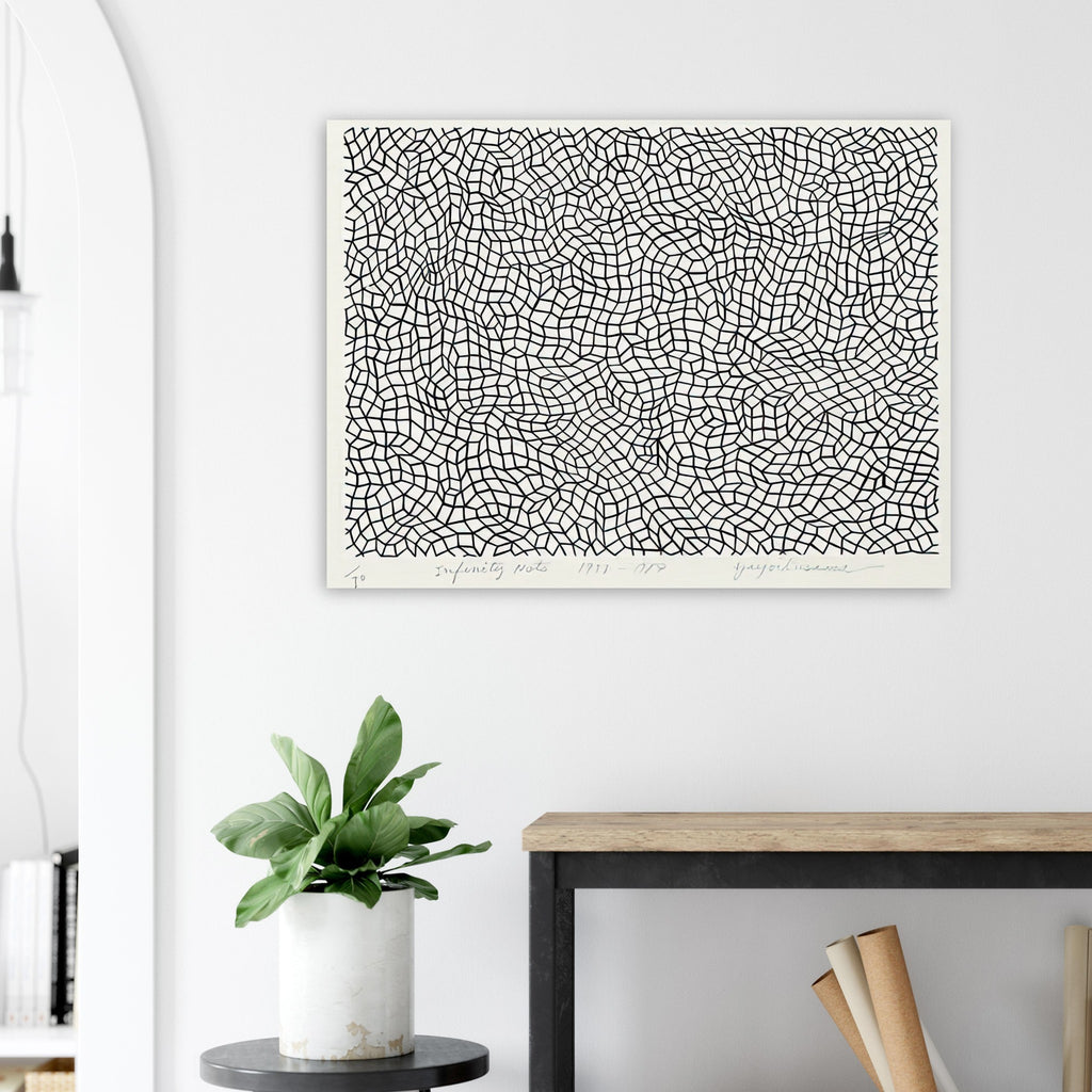 Yayoi Kusama poster — Infinity Nets [Kusama 48] explores Kusama’s Infinity Net as a field built from countless repeated marks